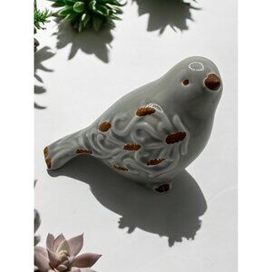 Vintage Ceramic Bird Figurine Distressed Look Decor Piece Chirp